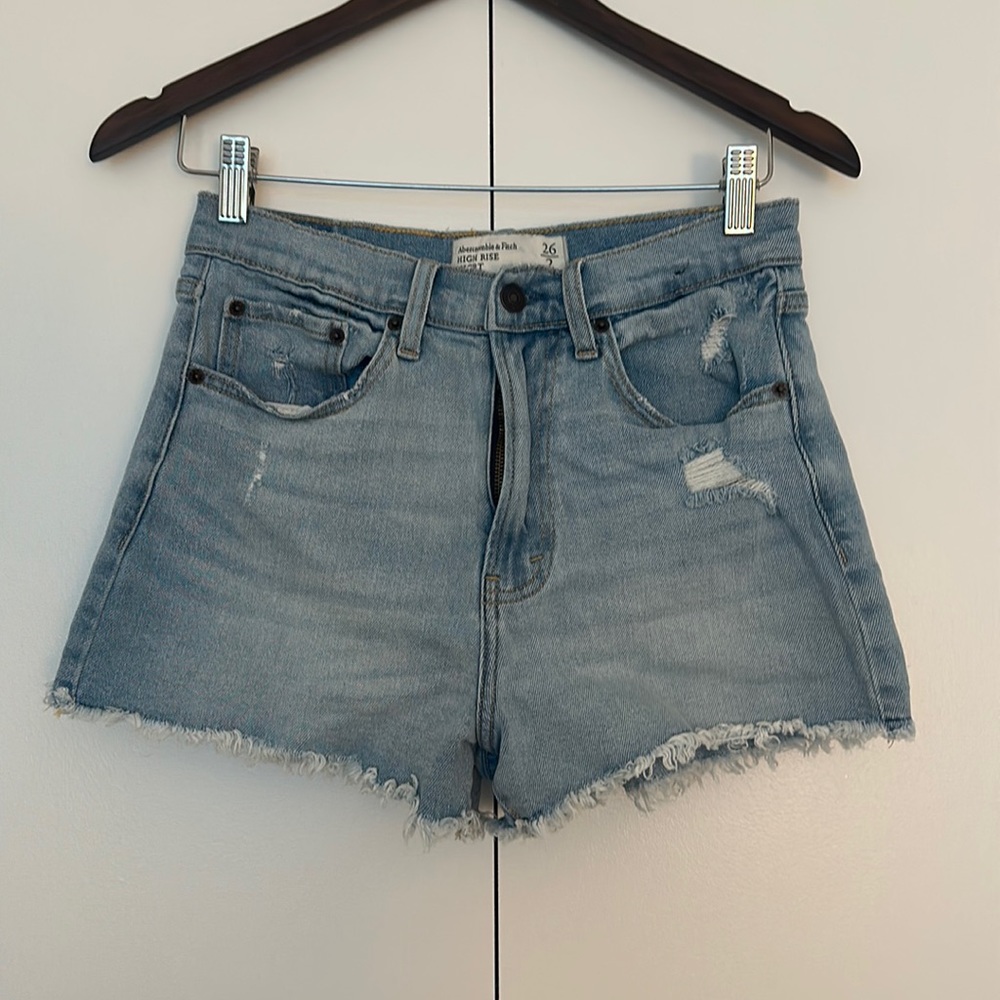 Abercrombie High Rise Light Wash Shorts